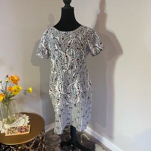 Fables Cream Sheath Midi Dress with Dolman Sleeves